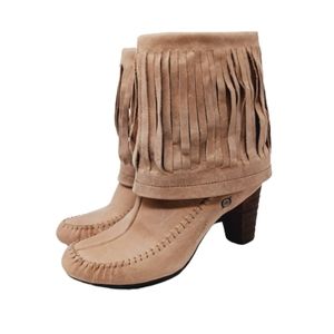 Born Banbury Fringe Moccasin Leather Boots Size 7